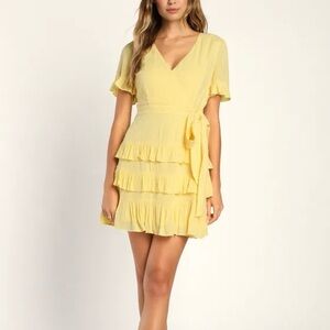 Lulus Call Me Cute Dress Yellow Size M